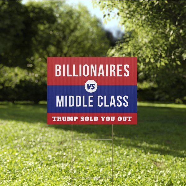 Billionaires Vs Middle Class Yard Sign, , Anti Trump Yard Sign, Anti Trump Lawn Sign, Oligarchy Yard Sign-image