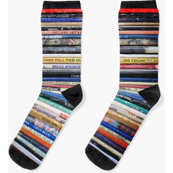 Vintage Retro Record Album Spines Socks