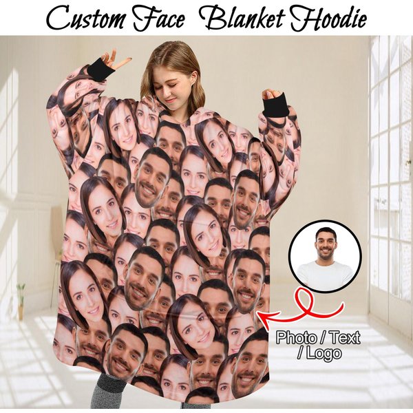 Custom Unisex Blanket Hoodie, Face Blanket Hoodie