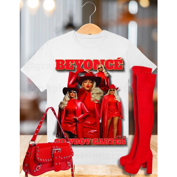 Template : Beyonce Red Graphic T-Shirt- Cowboy Carter-image