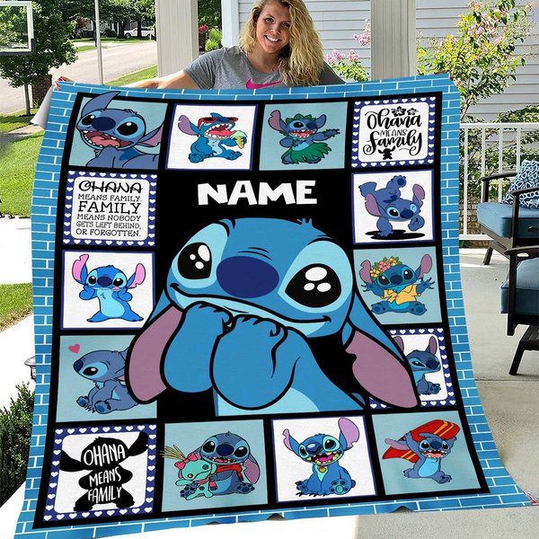 Personalized Stich Fleece Blanket, Cartoon Movie Fleece Blanket