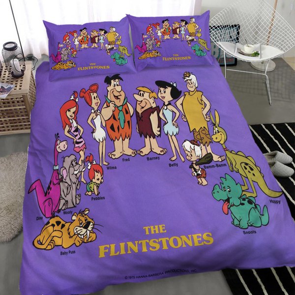 The Flintstones Bedding Three Piece Cartoon Quilt Cover Bedroom Decoration Quilt Cover-image
