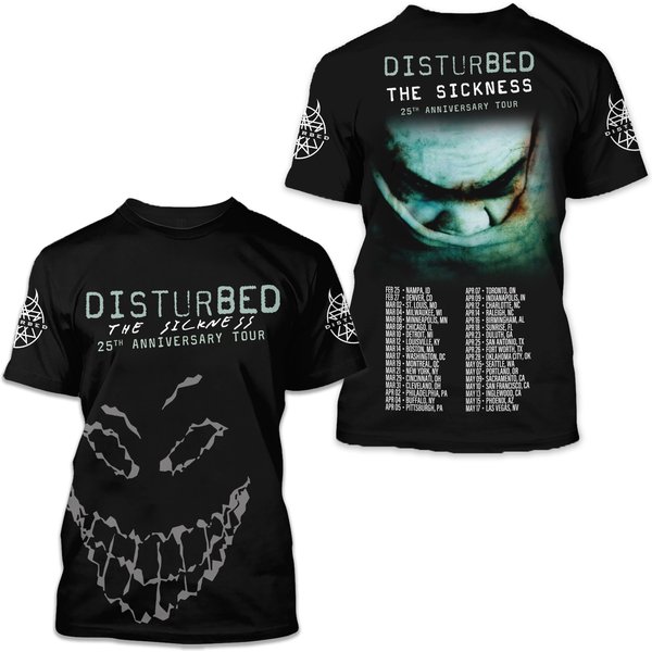 The Sickness 2025 Concert, Disturbed The Sickness 25Th Anniversary Tour T-Shirt 3D-image