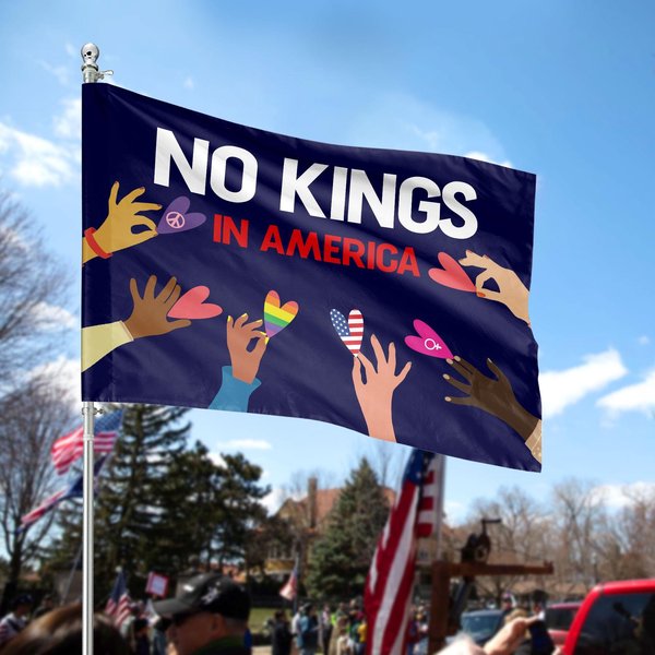 No Kings In America House Flag, Anti-Trump, Protest House Flag-image