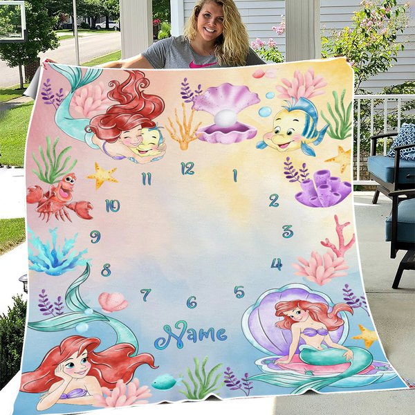 Personalized Milestone Blanket Little Mermaid Blanket-image