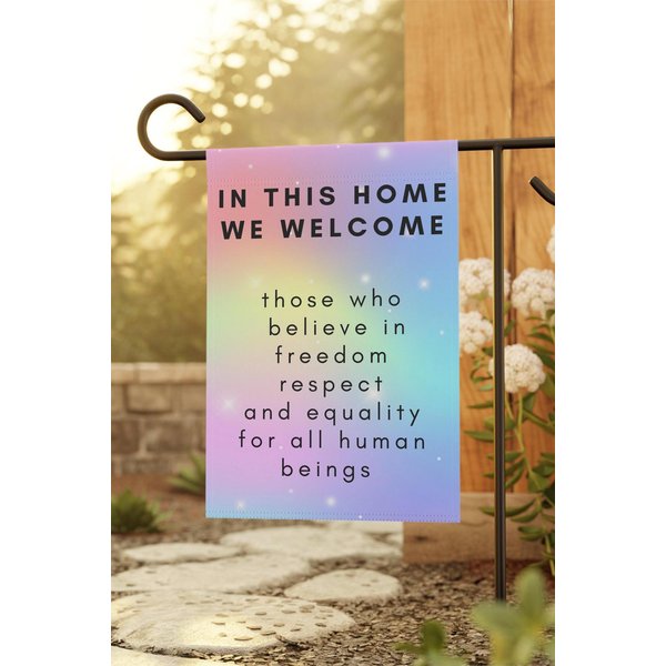 House Banner, Respect All Humans Anti Trump, Anti Maga Banner, Protest Flag, Yard Sign, Political Decor, Activist Gift-image