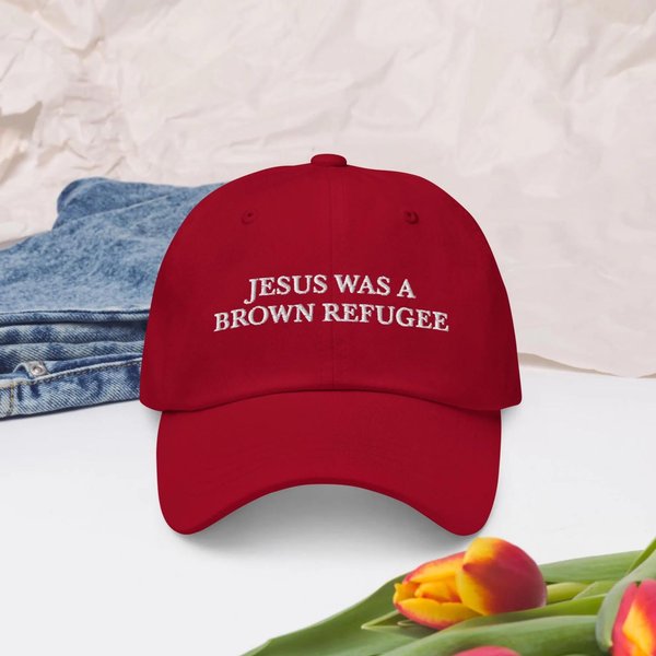 Anti Trump Hat, Anti Trump Hat, Anti Maga Hat, Jesus Was A Refugee Hat, Anti Trump Embroidered Red Hat, Anti Trump Baseball Cap-image