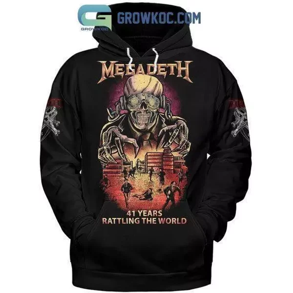 Megadeth 41 Years Rattling The World Black Version 3D Hoodie-image