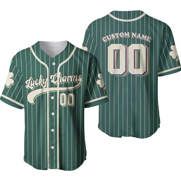 Personalized St Patrick's Day Baseball Jersey, Custom Lucky Charms Baseball Jers-image