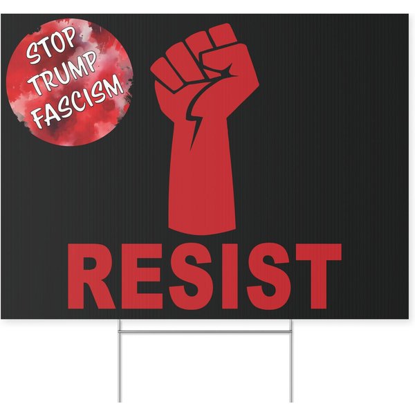 Resist Yard Sign. Stop Trump Fascism Yard Sign. Protect Democracy. Protest Sign-image