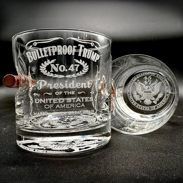Bulletproof Trump 45 47 Glass, Usa Gift For Men With Tactical Finger Grip Patriotic Maga-image