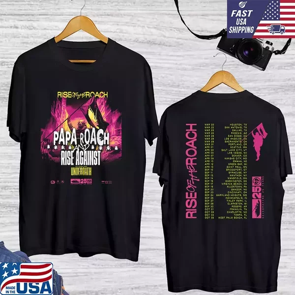 Papa Roach Rise Of The Roach Tour 2025 Double Sided T Shirt-image