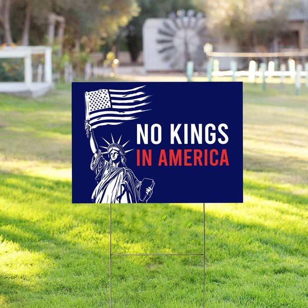 No Kings In America Yard Sign, Anti-Trump, Protest Yard Sign, Democracy Sign-image
