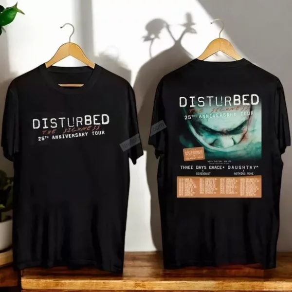 Disturbed The Sickness 25Th Anniversary Tour Date 2025 Concert Shirt For Fans-image