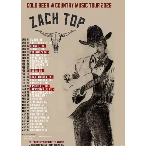 Zach Top Cold Beer & Country Music Tour 2025 Poster-image