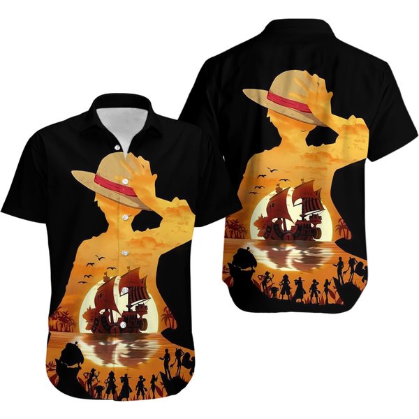 Luffy One Piece Hawaiian Shirt, One Piece Summer Hawaii Shirt, Monkey D Luffy Shirt, The Button Up Shirt-image