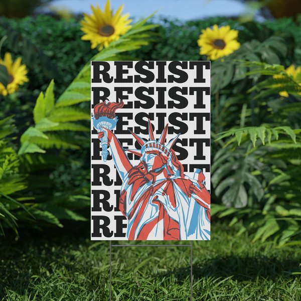 Resist Statue Of Liberty Yard Sign, Inspirational Outdoor Decor, Resist-image