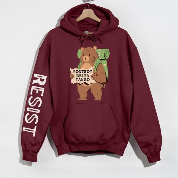 Fdt Resist Bear Hoodie - Foxtrot Delta Tango Resistance 3d Hoodie, Support National Parks A*ti Trump