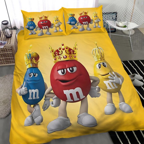 Fashion M& M Chocolate Logo Print Bedding Sets, Gifts For Friends