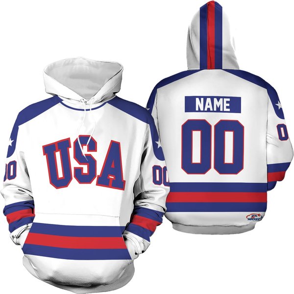 Usa Hockey Miracle On Ice 1980 Jersey Hoodie Youth - White