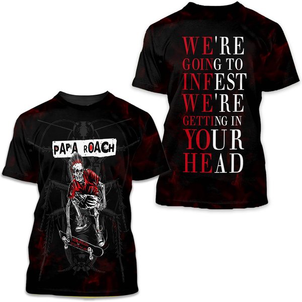 Papa Roach 3D Shirt, Rise Up The Roach Tour 2025 T-Shirt-image