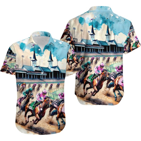 2024 Kentucky Derby Hawaiian Shirt, Horse Racing Button Down Shirt-image