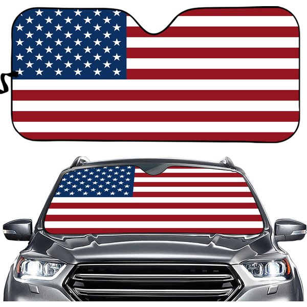 American Flag Windshield Sun Shade, High-Resolution Car Sun Shade-image