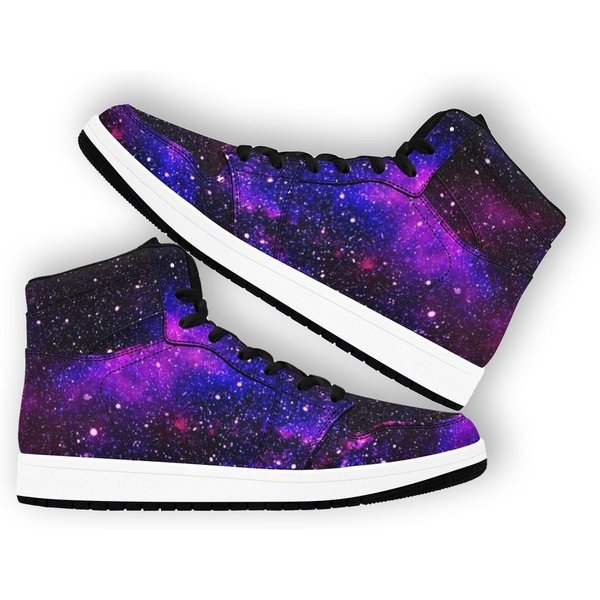 Mens Galaxy Shoes Colorful High Top Sneakers Rave Streetwear Footwear Outer Space Clothing Gift Ideas Boyfriend Brother Basketball Nephew