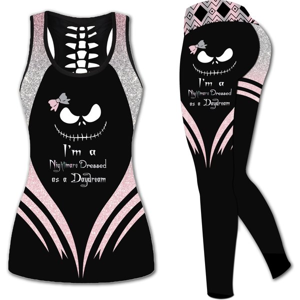 Nightmare Daydream Hollow Tank Top Or High Waist Leggings, Nightmare Daydream Gym Set-image