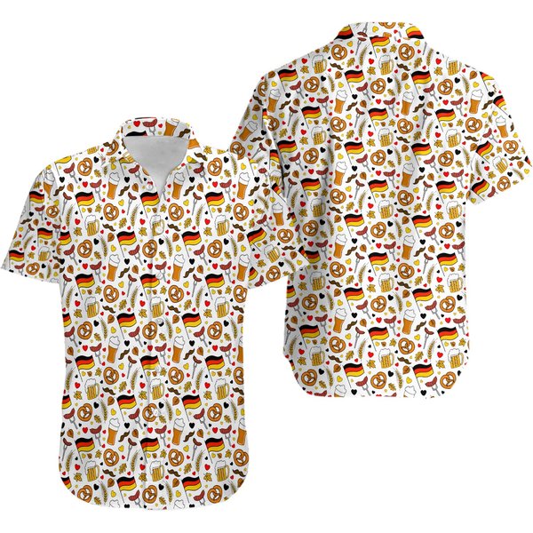 Oktoberfest Hawaiian Shirt, Beer Drinking Hawaii Shirt, Oktoberfest Party Button Up Shirt, Schnitzel Shirt, Drinking Gift-image