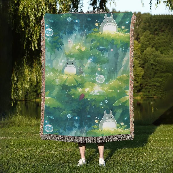 Totoro Woven Blankets, Anime Art, Ghibli Merch, My Neighbor, Manga Tapestry Throw-image