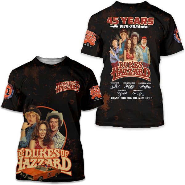 45 Yerars 1979-2024 The Dukes Of Hazzard Signature Thank You For The 3D T-Shirt-image