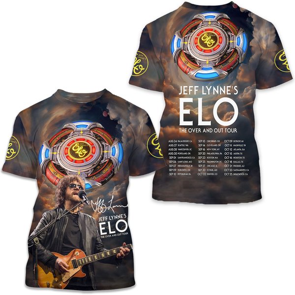 Jeff Lynne Elo The Over And Out Tour Shirt Cool 3D T-Shirt, Fan Gift 2025-image