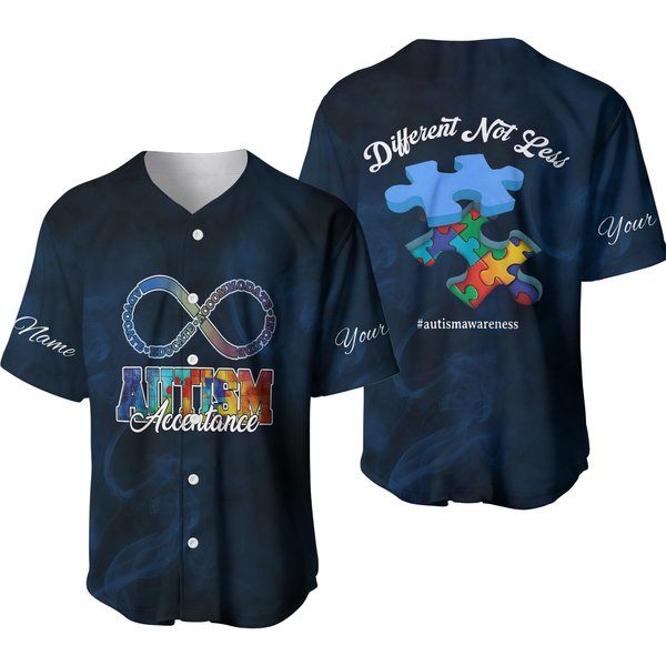 Custom Autism Awareness Jerseys For Men Puzzle Autism Baseball Jersey Puzzle Rib-image
