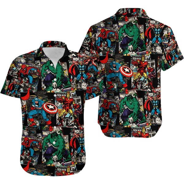 Multiple Hero Hawaii Shirt, Comics Superhero Hawaiian Shirt-image