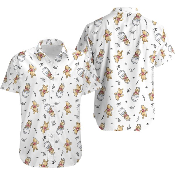 Pooh With Honey 3D Hawaii Shirt, Halloween Gift, Christmas Gift-image