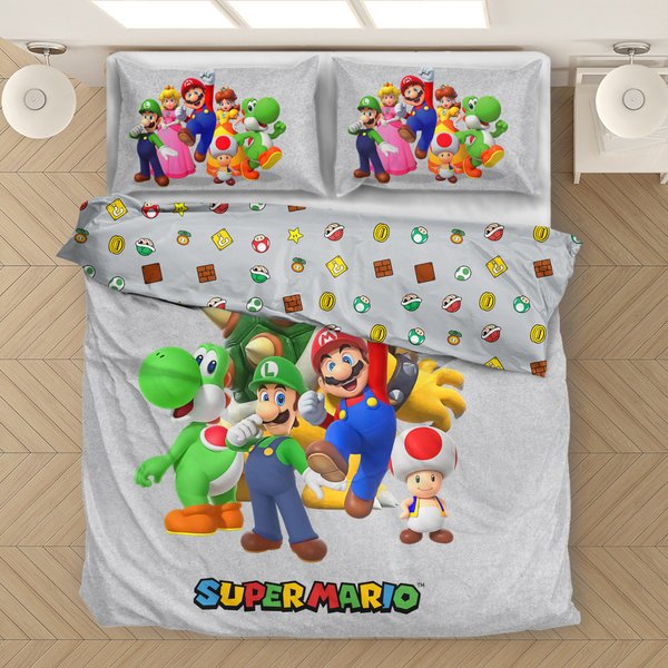 Super Mario Reversible Bedding Set, Duvet Cover And Pillowcase-image