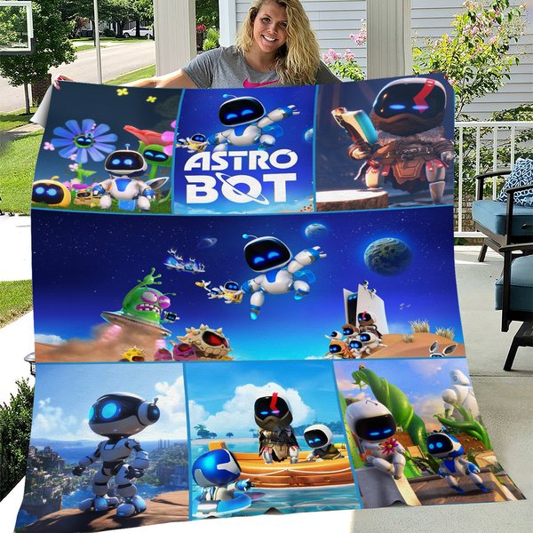 Astro Bot Throw Blanket Bed Couch Decor Nap Bedroom Car All Season Birthday Gift-image