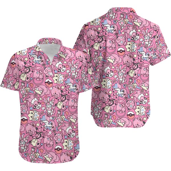 Pink Fairy Hawaii Beach Shirt, Pink Button Up Shirt-image