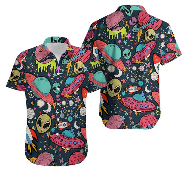 Vintage Alien Hawaiian Shirt Men Women, Alien & Ufos Hawaiian Shirt-image
