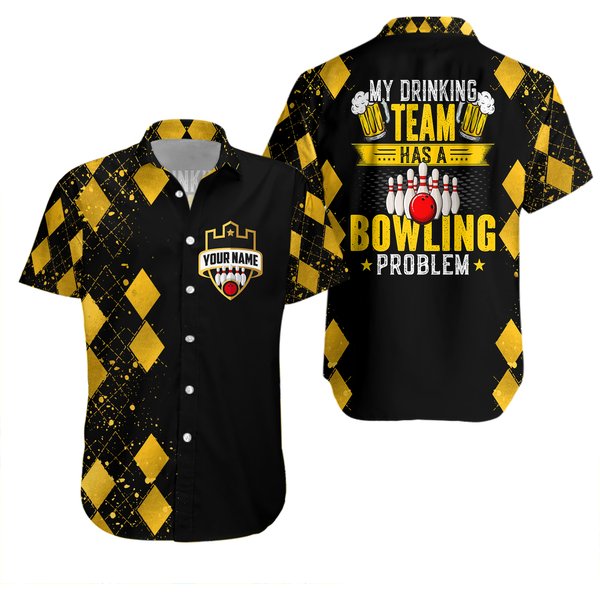Personalized My Drinking Team Has A Bowling Problem Hawaiian Shirt-image