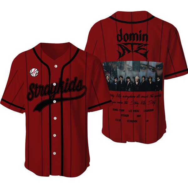 Stray Kids 'Dominate' World Tour 2025 Red Baseball Jersey-image