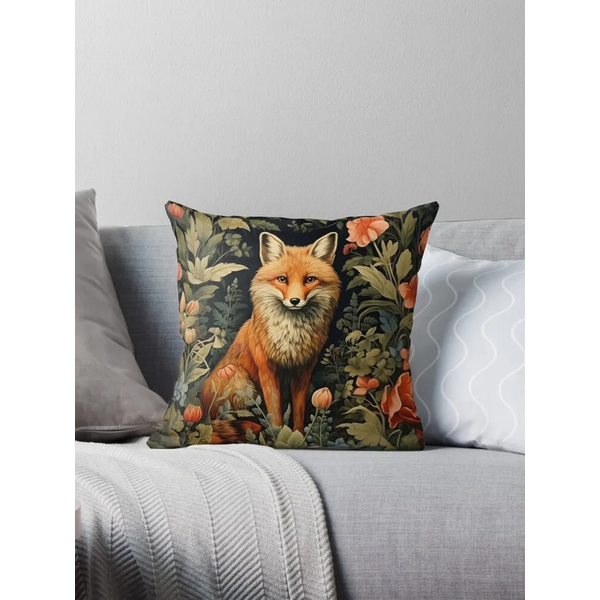 Vintage Forest Fox William Morris Style Pillow-image