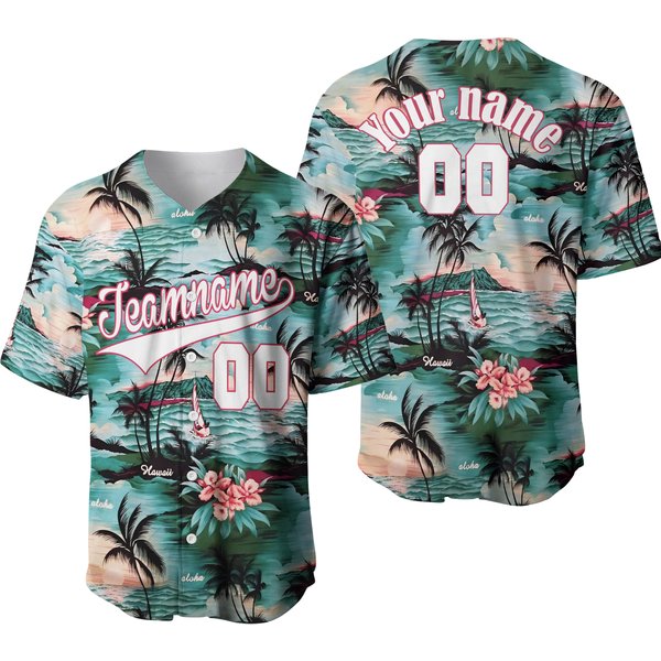 Tropical Hawaiian Baseball Jersey Shirt, Personalized Hawaii Shirt-image