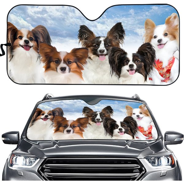 Papillon Car Sunshade, Papillon Dog Car Windshield, Dog Auto Sunshade-image