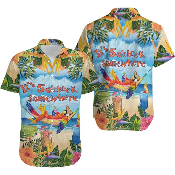 Jimmy Buffett Parrot Hawaiian Shirt, It's 5 O'clock Somewhere Hawaiian Shirt-image