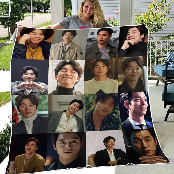 Gong Yoo Collage Fleece Blanket-image