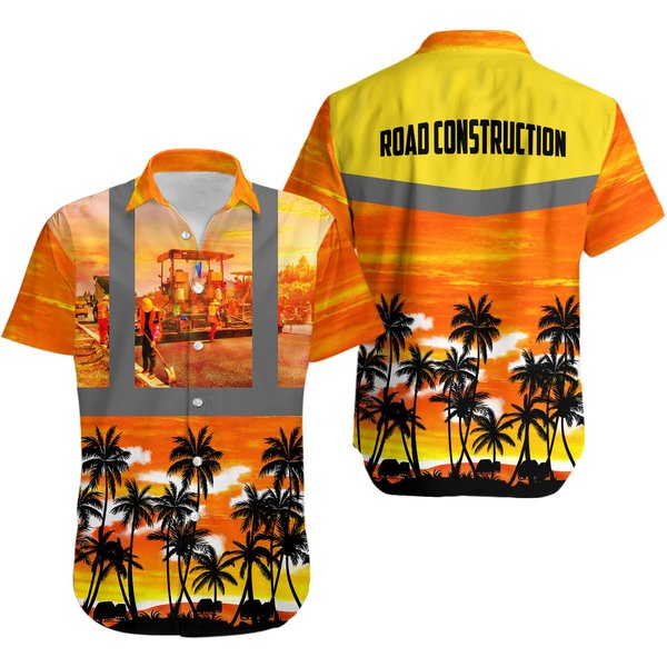 Road Construction Tropical Hawaiian Shirt-image