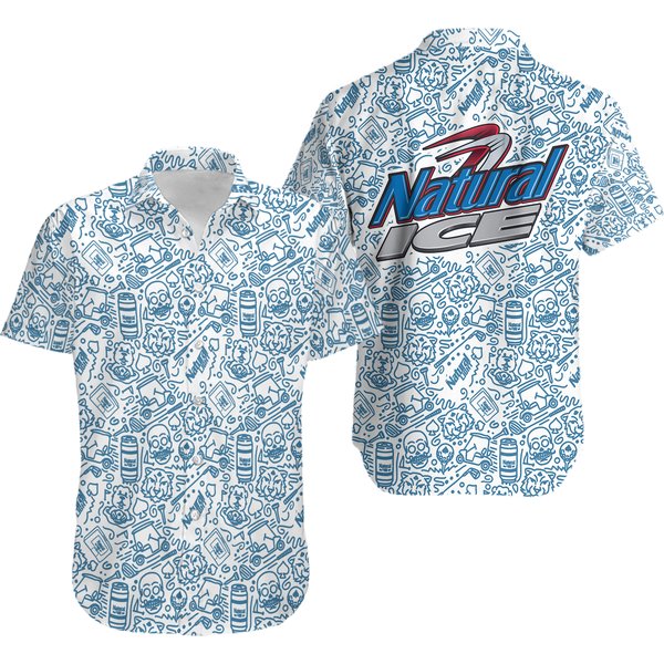 Natural Ice Beer Hawaiian Shirt, Natural Ice Beer Beach Summer Button Down Shirt-image
