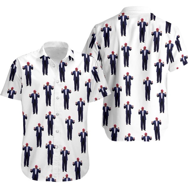 Trump Dancing Button Shirt, Trump 45 47 Hawaiian Shirt-image